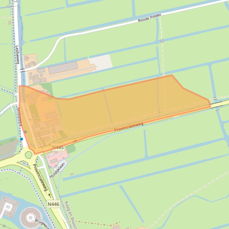 Kaart van postcodegebied 2374AT.