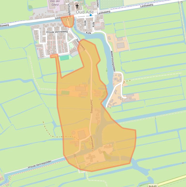 Kaart van postcodegebied 2374BA.