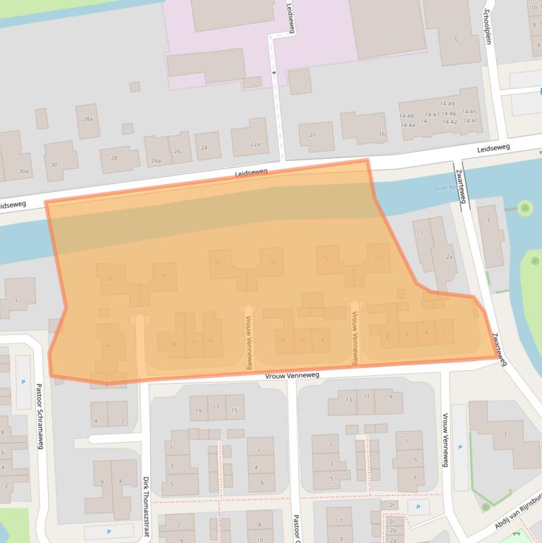 Kaart van postcodegebied 2374BE.