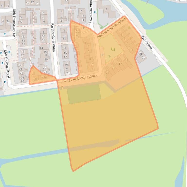 Kaart van postcodegebied 2374BH.