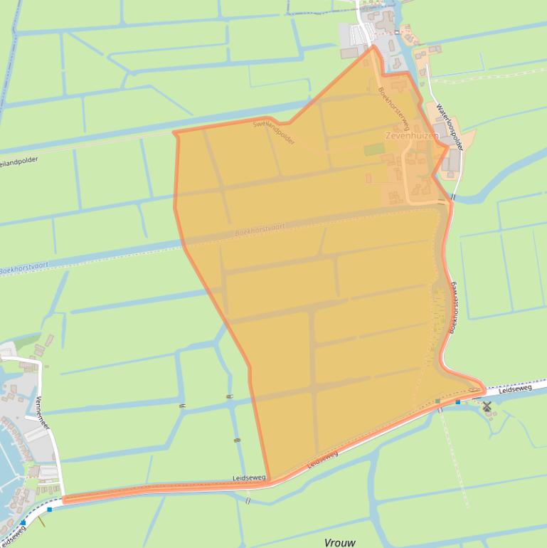 Kaart van postcodegebied 2374BL.