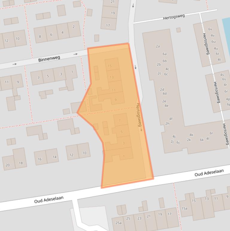 Kaart van postcodegebied 2375XK.