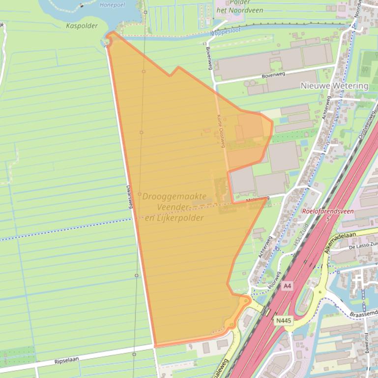 Kaart van postcodegebied 2376AW.