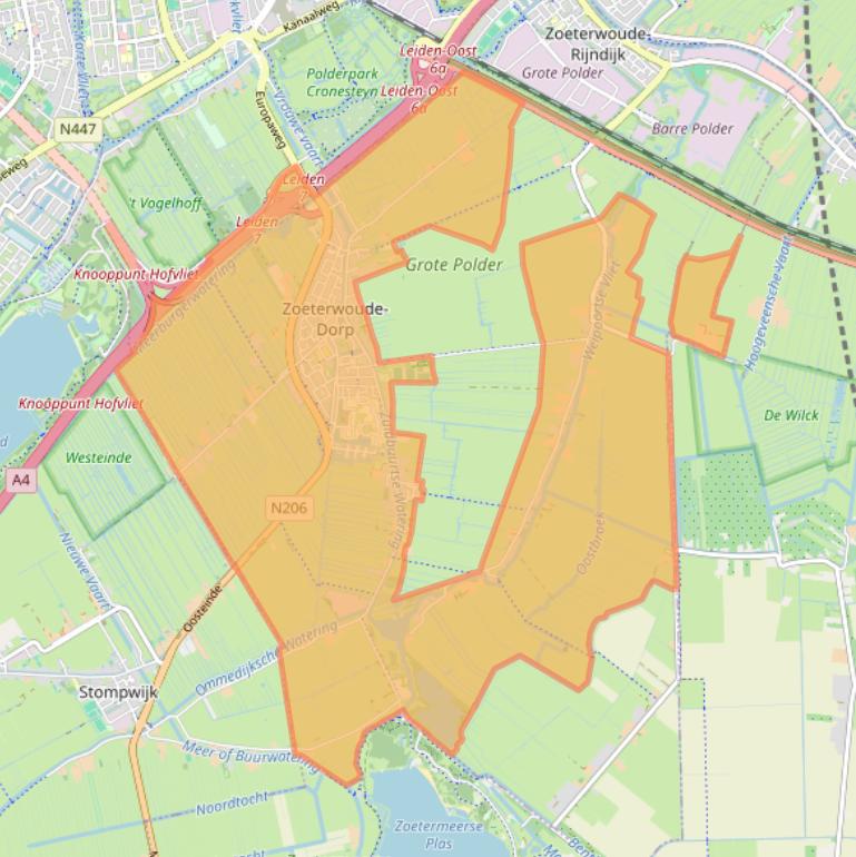 Kaart van postcodegebied 2381.