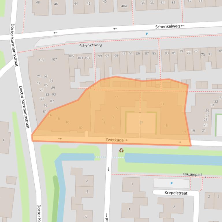 Kaart van postcodegebied 2381AA.