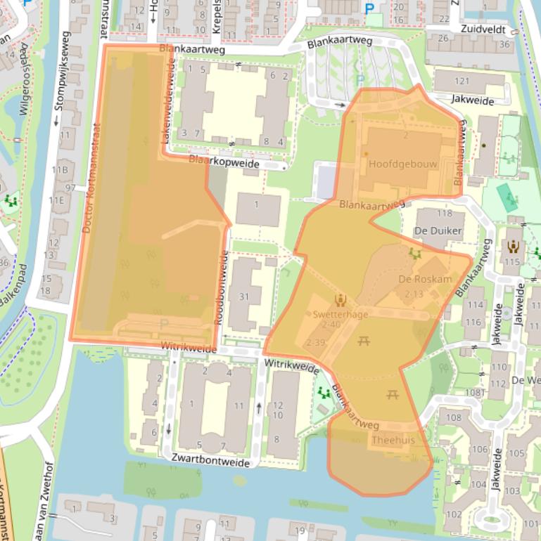 Kaart van postcodegebied 2381AD.