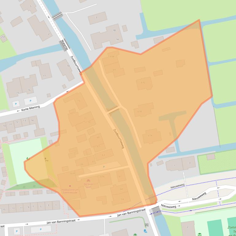 Kaart van postcodegebied 2381AG.