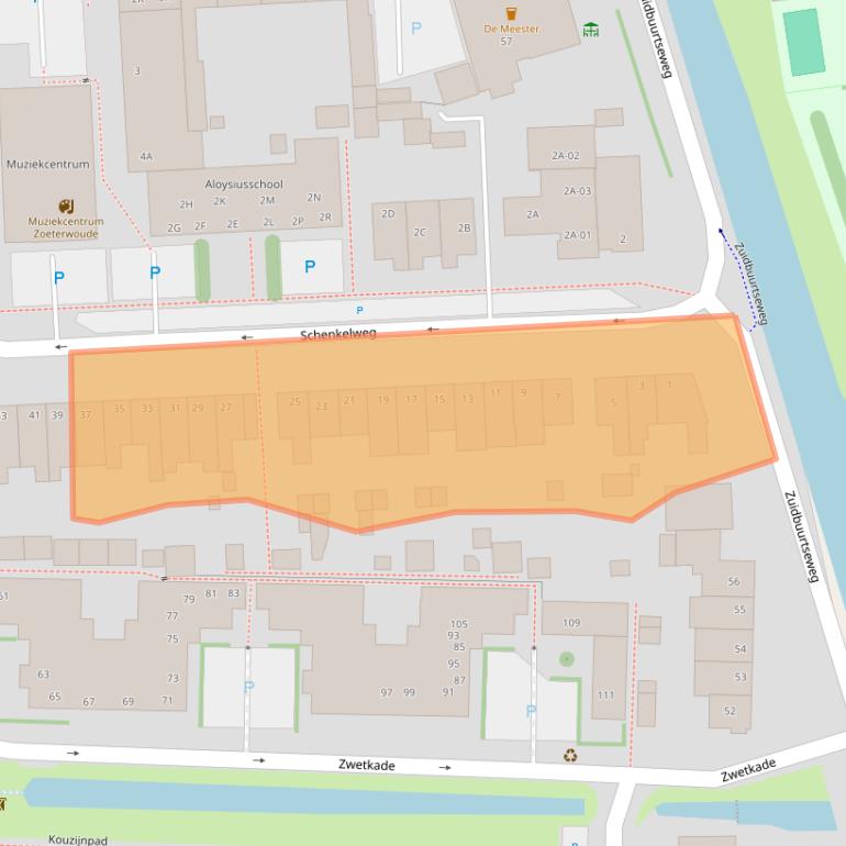 Kaart van postcodegebied 2381AJ.