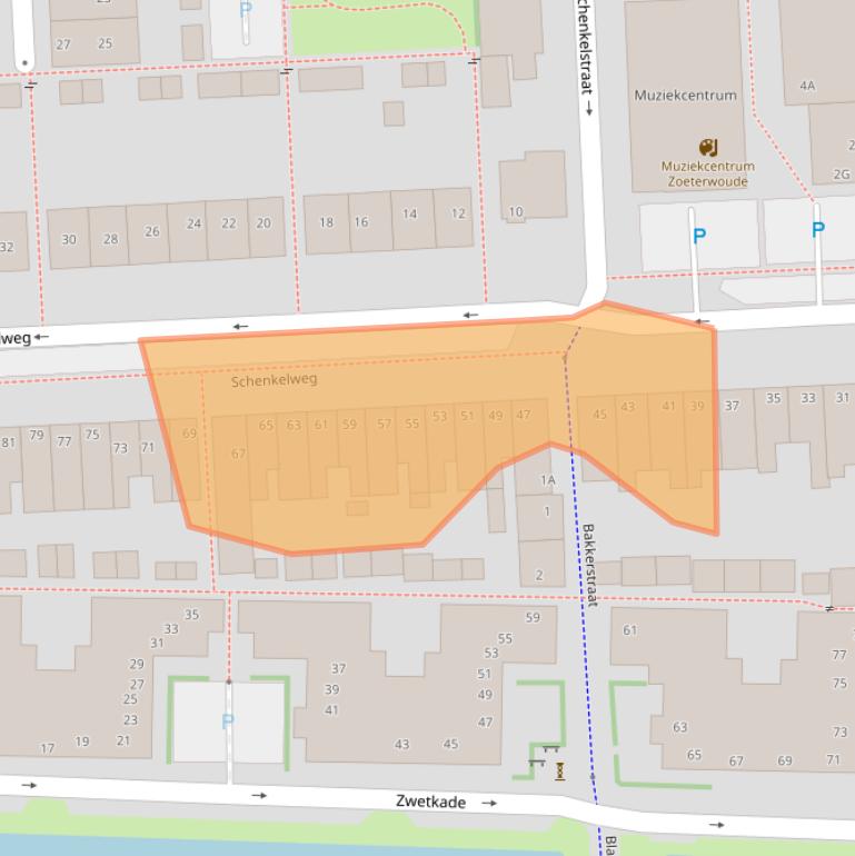 Kaart van postcodegebied 2381AK.
