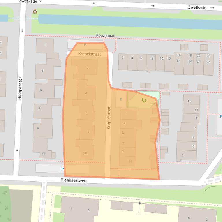 Kaart van postcodegebied 2381AS.