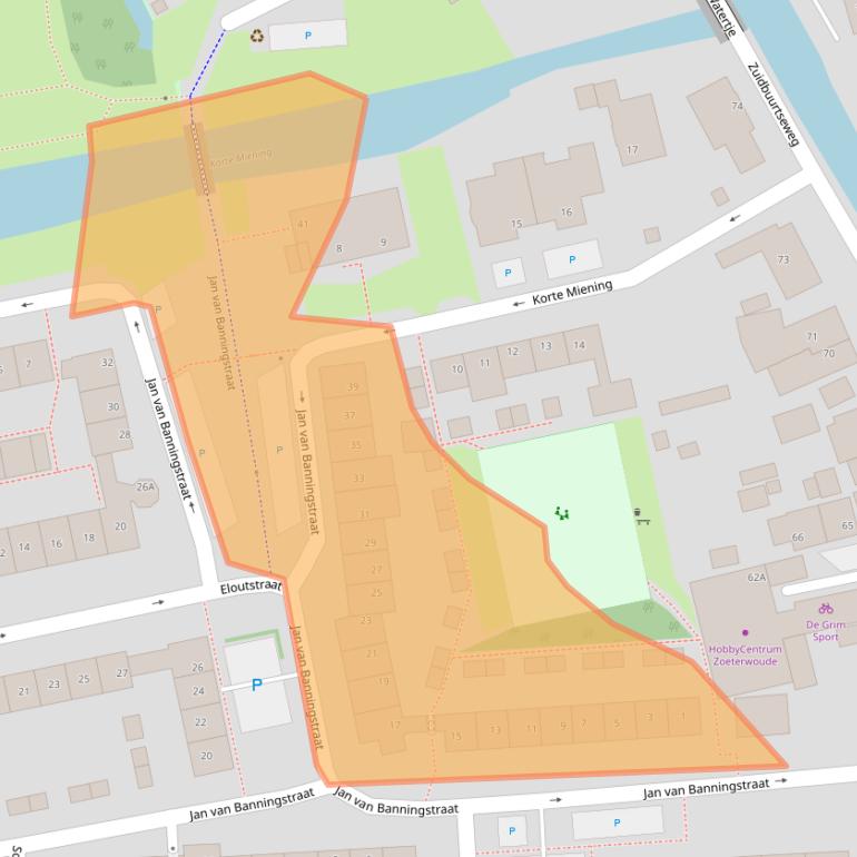 Kaart van postcodegebied 2381AT.