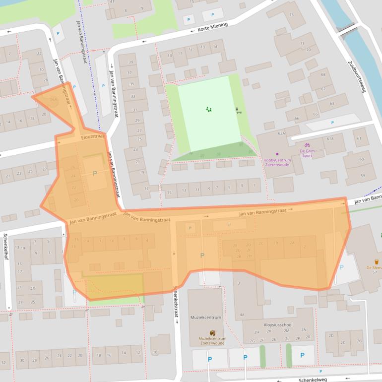 Kaart van postcodegebied 2381AV.