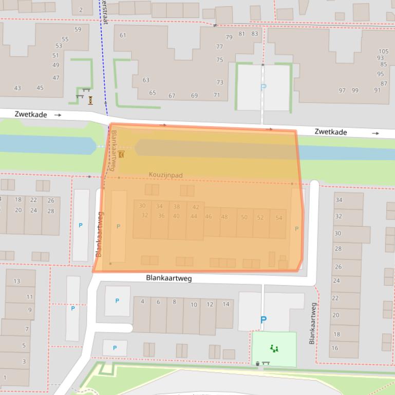 Kaart van postcodegebied 2381AZ.