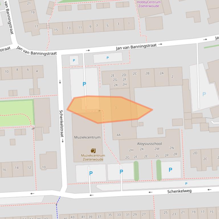 Kaart van postcodegebied 2381BD.