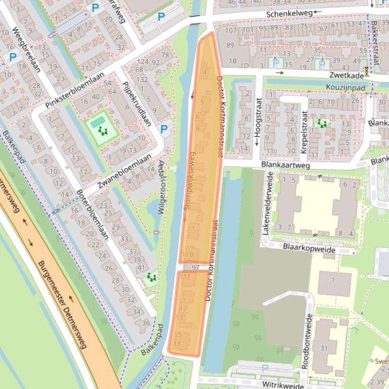 Kaart van postcodegebied 2381BH.