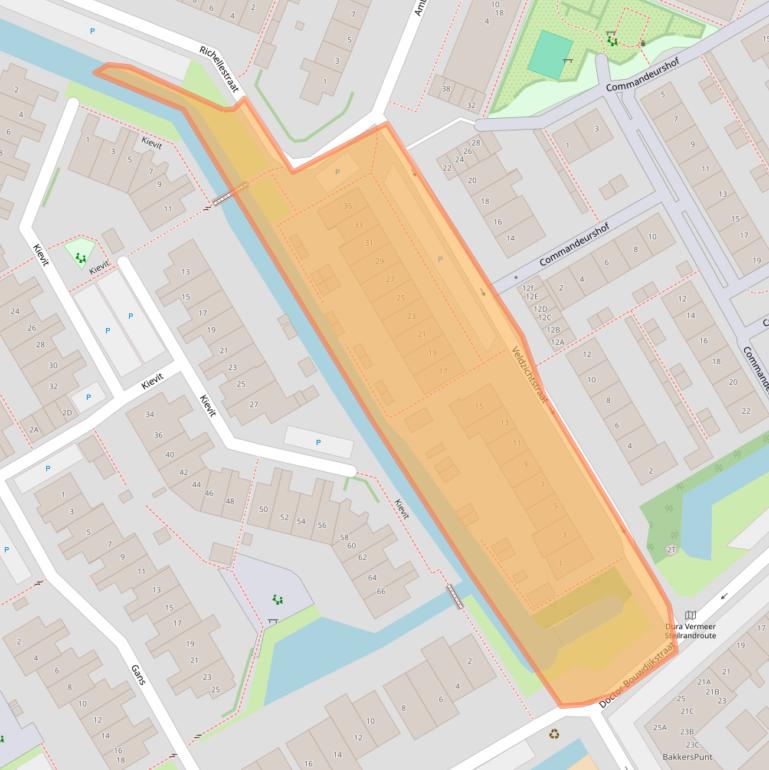 Kaart van postcodegebied 2381BT.