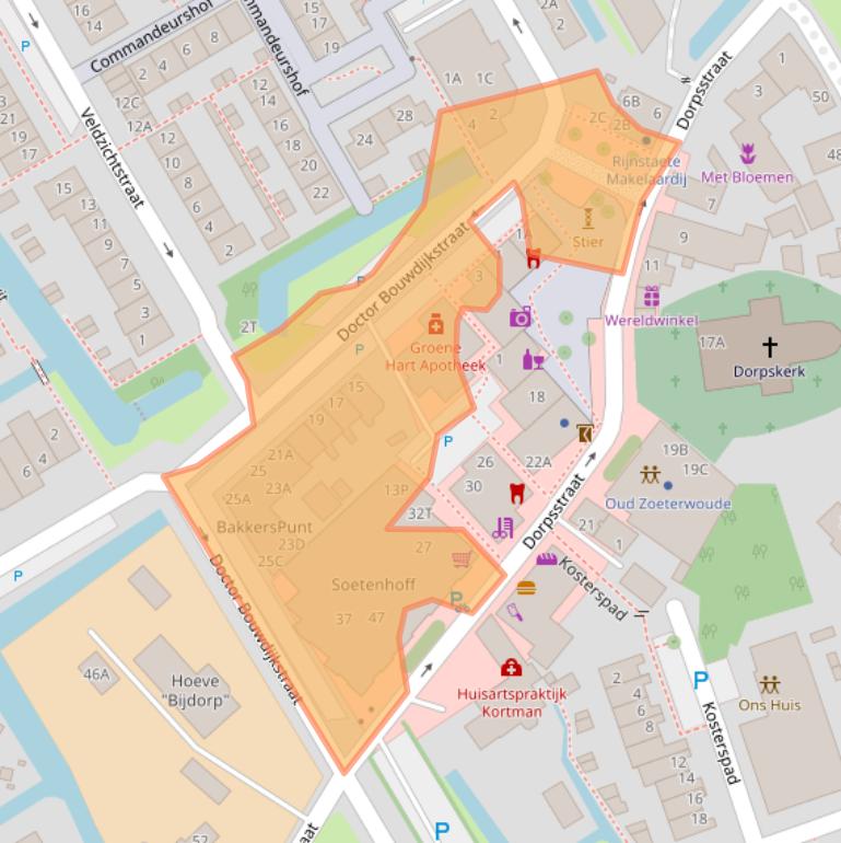 Kaart van postcodegebied 2381CA.