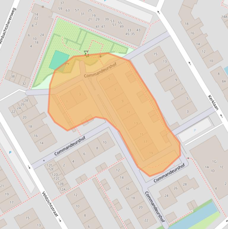 Kaart van postcodegebied 2381CB.