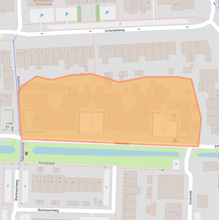 Kaart van postcodegebied 2381CD.