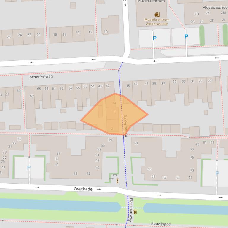 Kaart van postcodegebied 2381CG.