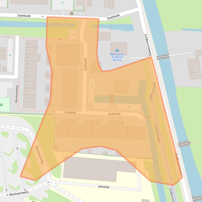 Kaart van postcodegebied 2381CJ.