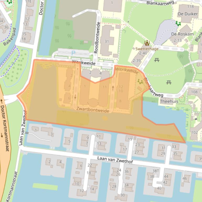 Kaart van postcodegebied 2381DH.