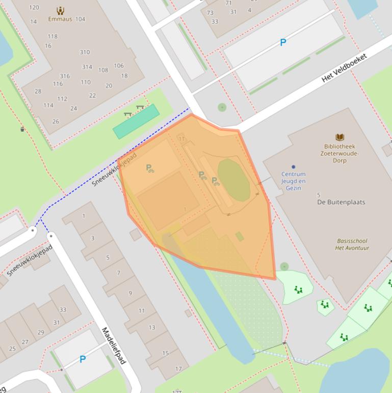 Kaart van postcodegebied 2381DW.