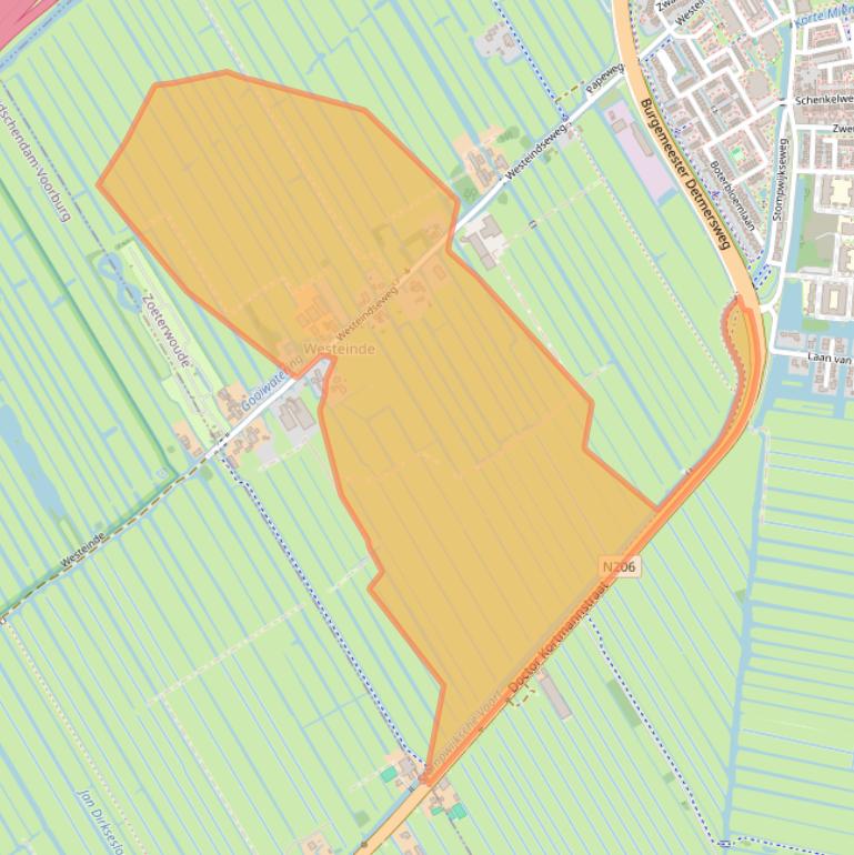 Kaart van postcodegebied 2381EB.