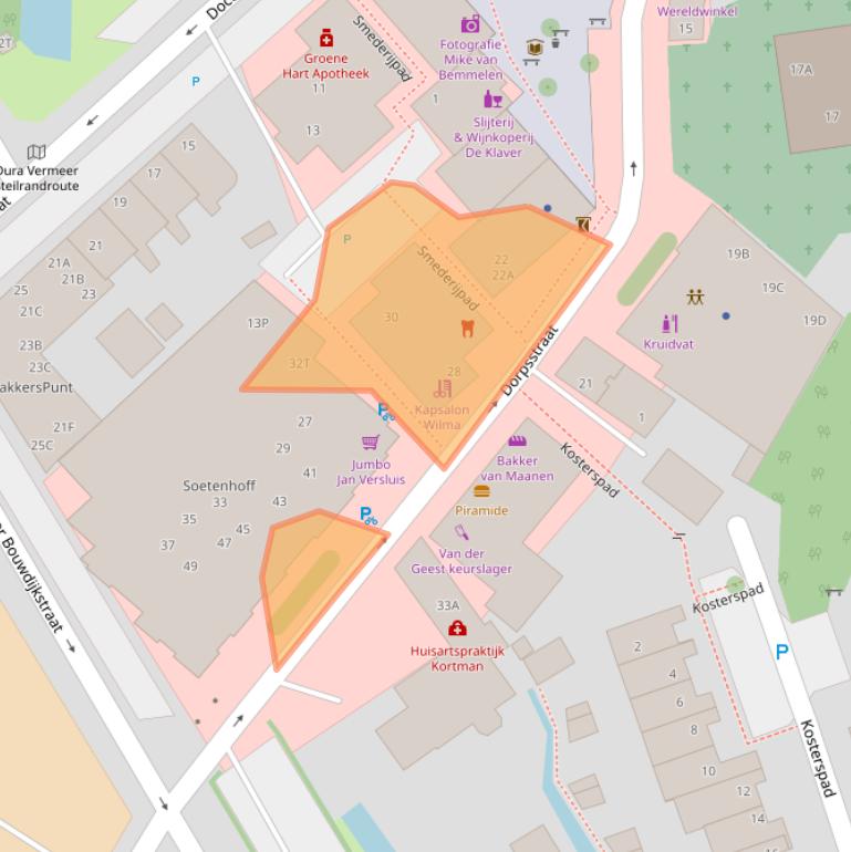 Kaart van postcodegebied 2381EN.