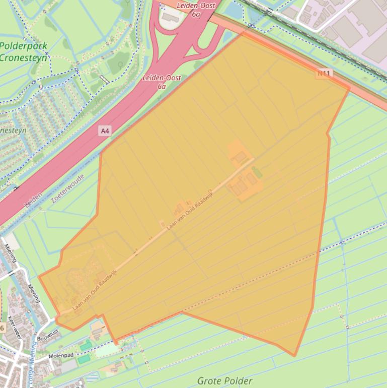 Kaart van postcodegebied 2381EW.