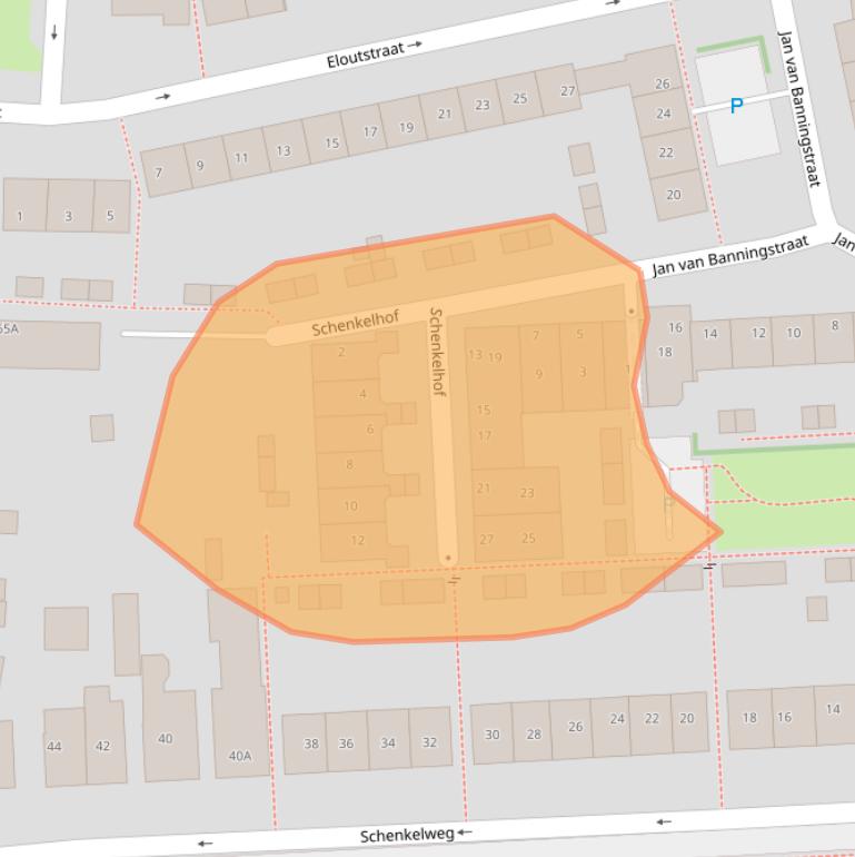 Kaart van postcodegebied 2381EZ.