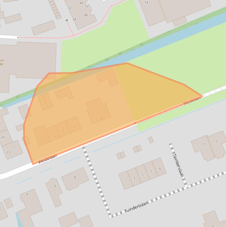 Kaart van postcodegebied 2381GA.