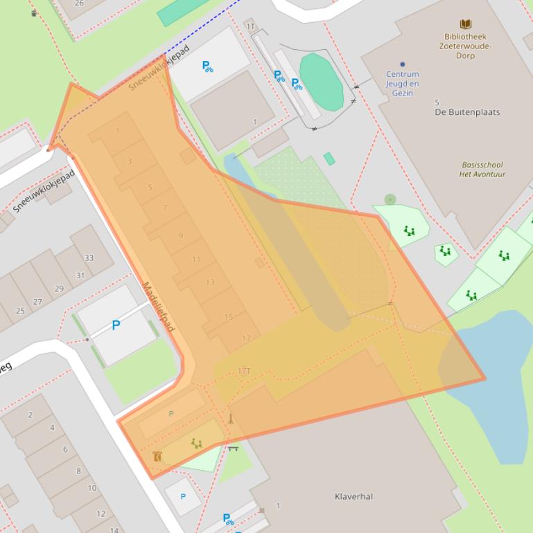 Kaart van postcodegebied 2381JD.