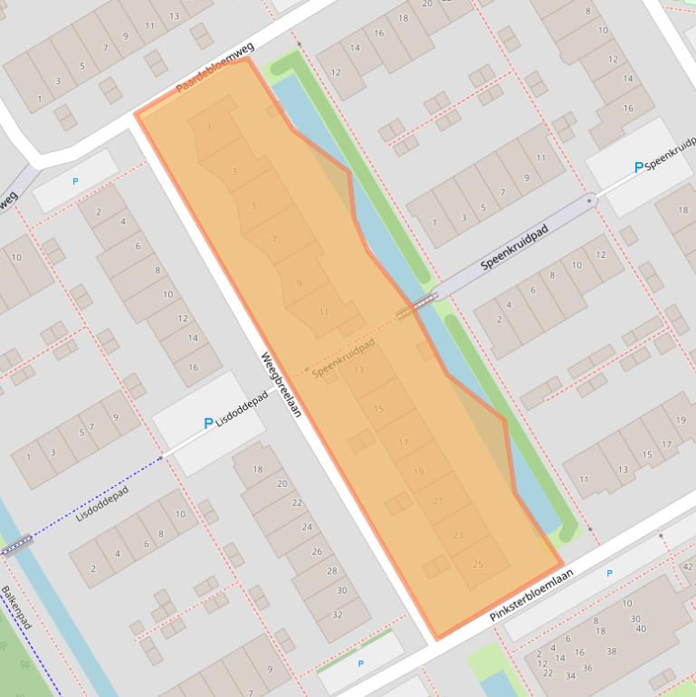 Kaart van postcodegebied 2381JE.