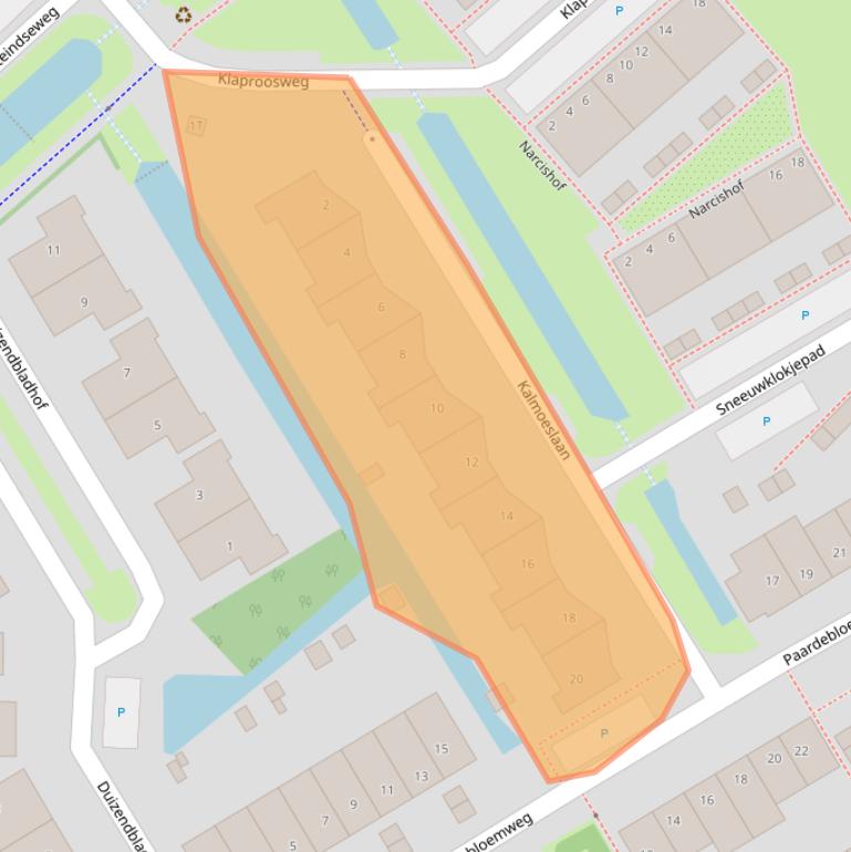 Kaart van postcodegebied 2381JG.