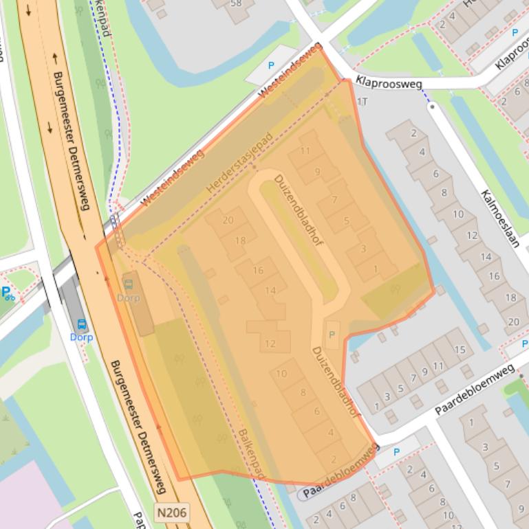 Kaart van postcodegebied 2381JH.