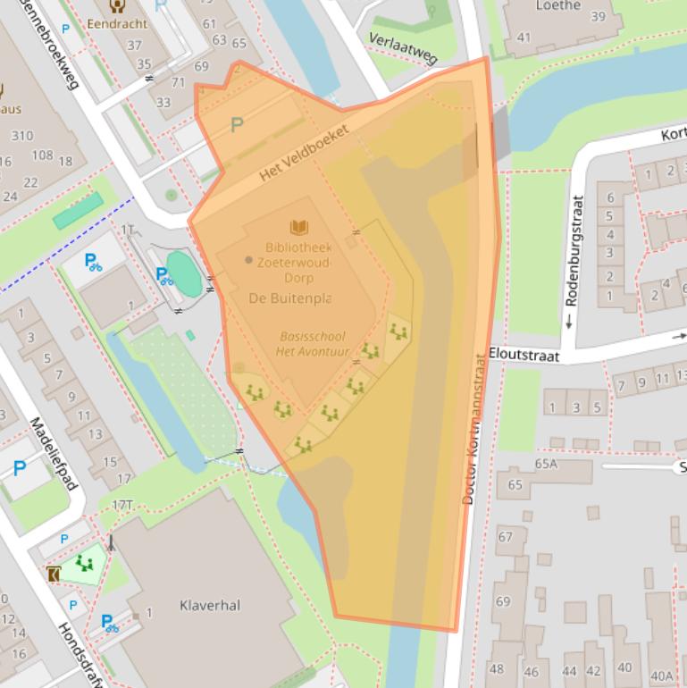 Kaart van postcodegebied 2381JK.