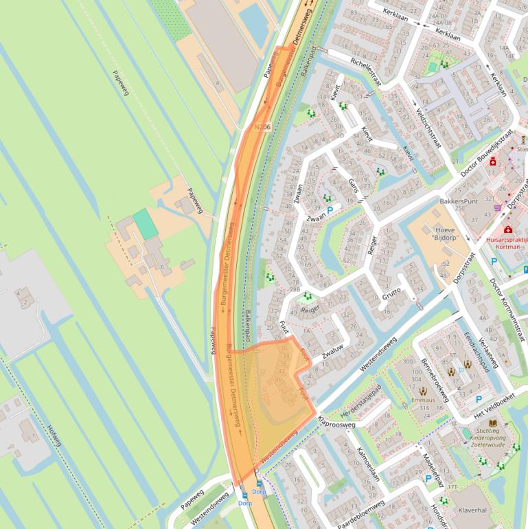 Kaart van postcodegebied 2381KN.