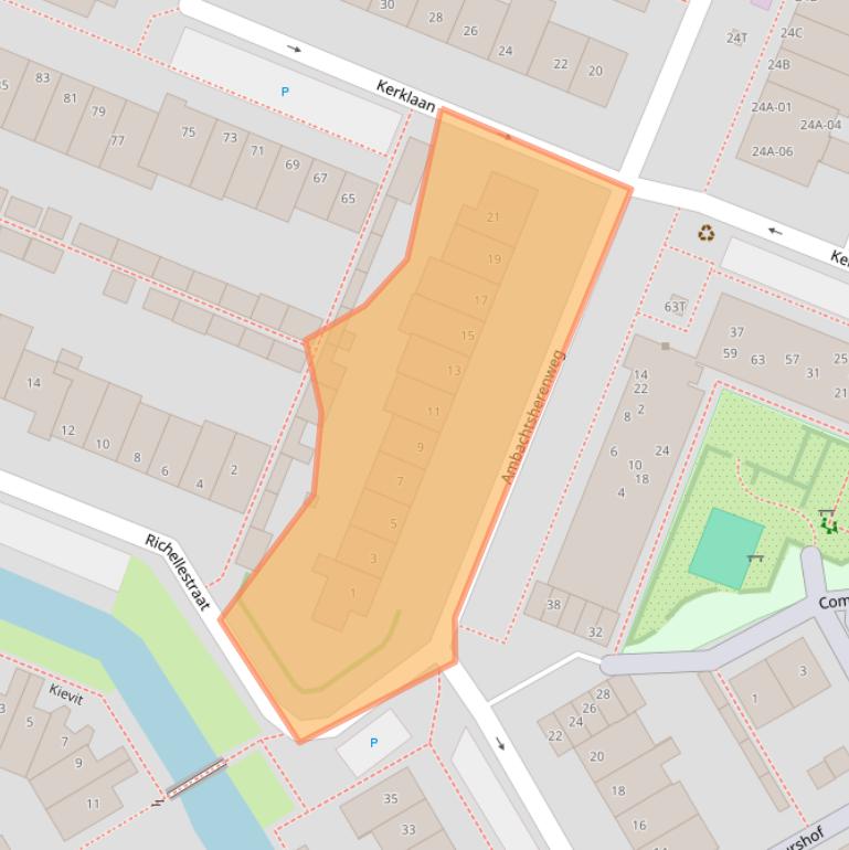 Kaart van postcodegebied 2381VJ.