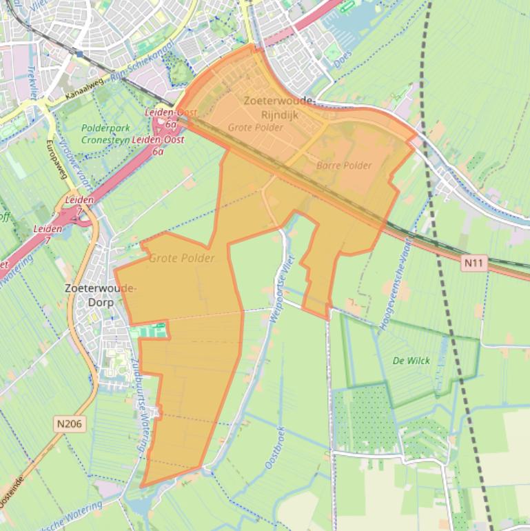 Kaart van postcodegebied 2382.