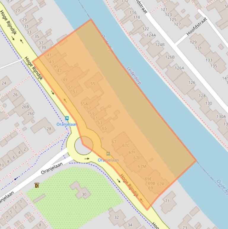 Kaart van postcodegebied 2382AB.