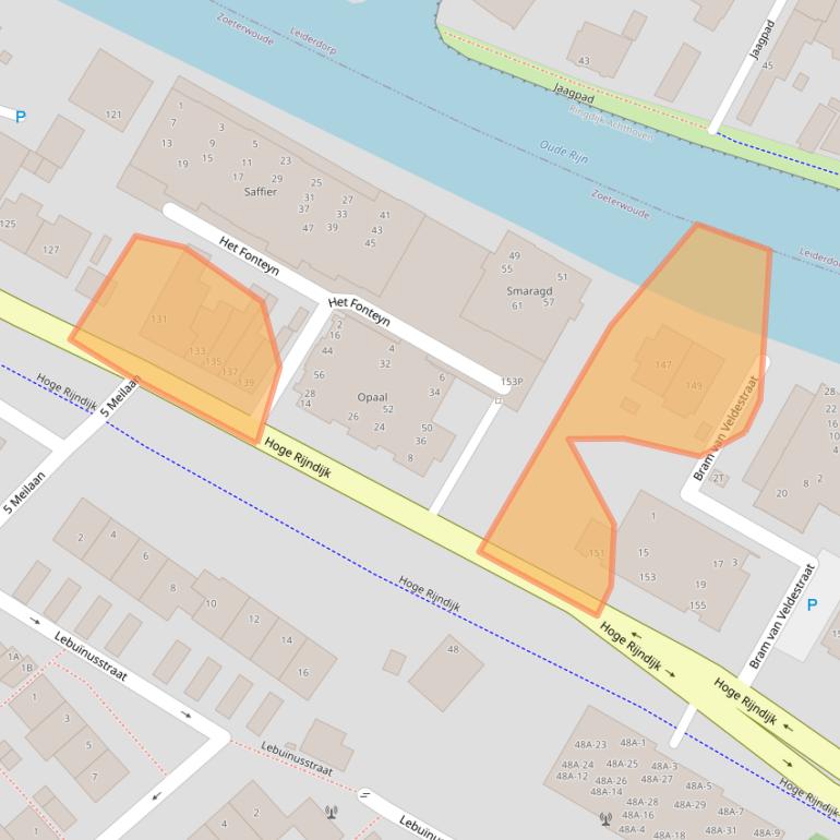 Kaart van postcodegebied 2382AE.