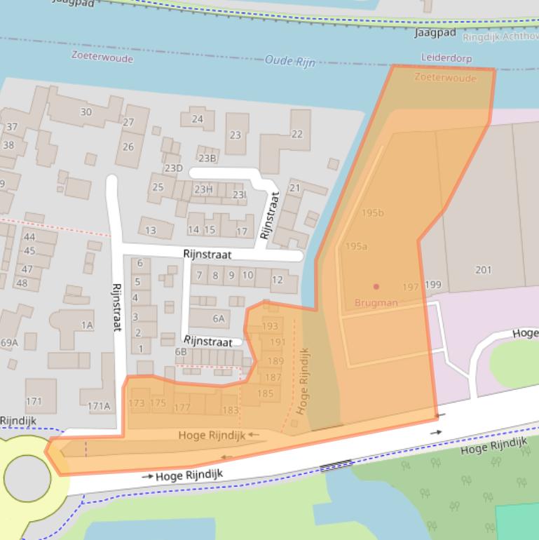 Kaart van postcodegebied 2382AJ.