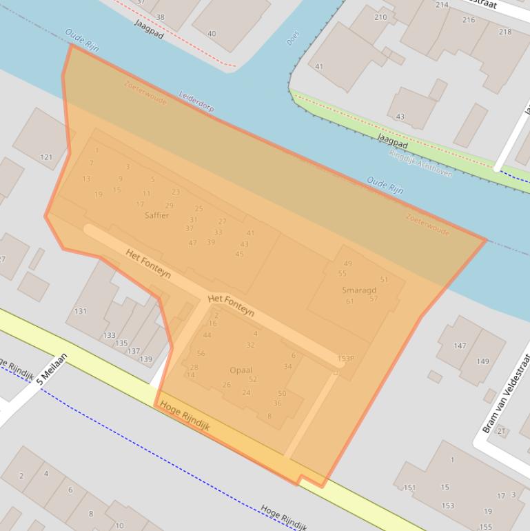 Kaart van postcodegebied 2382AW.