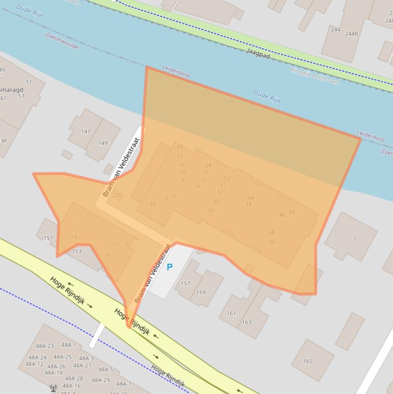 Kaart van postcodegebied 2382BB.