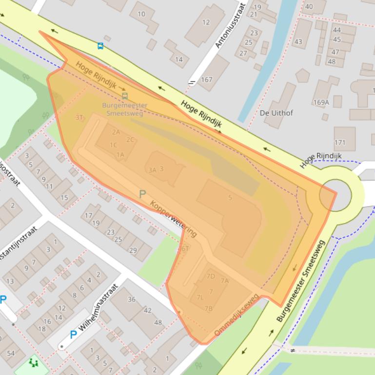 Kaart van postcodegebied 2382BK.