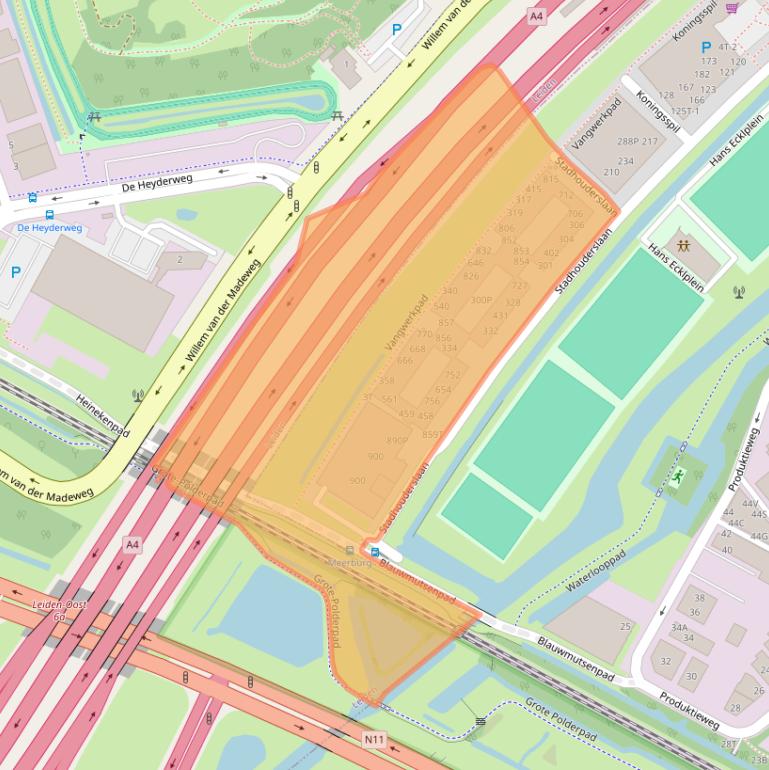 Kaart van postcodegebied 2382BL.