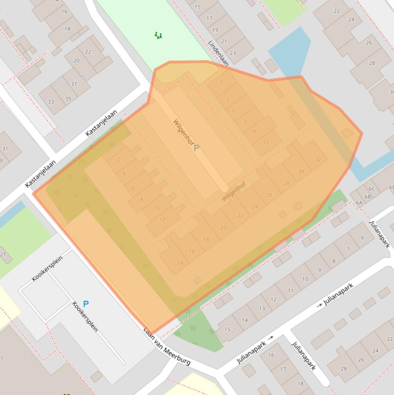 Kaart van postcodegebied 2382EB.