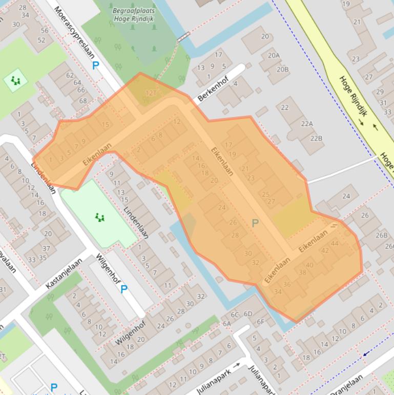 Kaart van postcodegebied 2382ED.