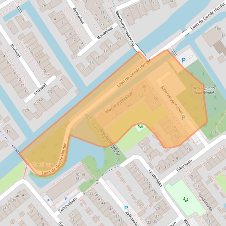 Kaart van postcodegebied 2382EE.